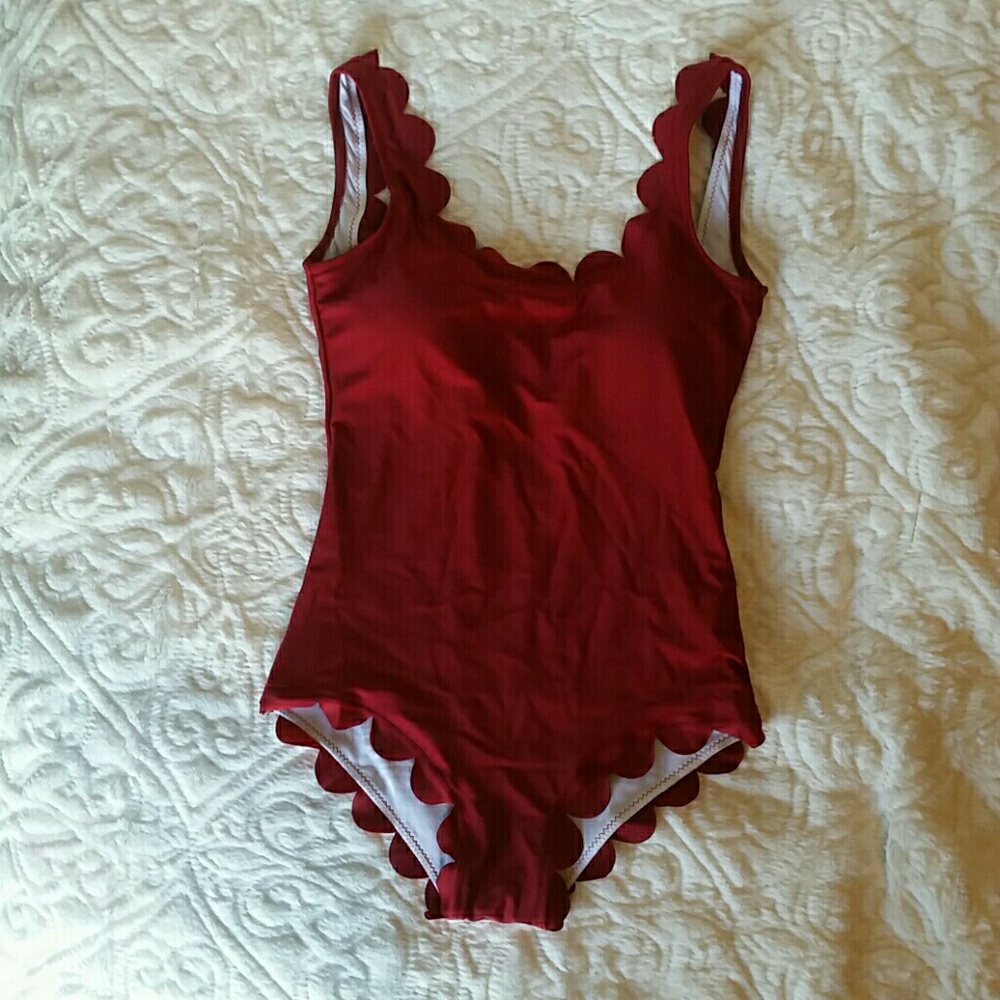 Scalloped one piece swimsuit
